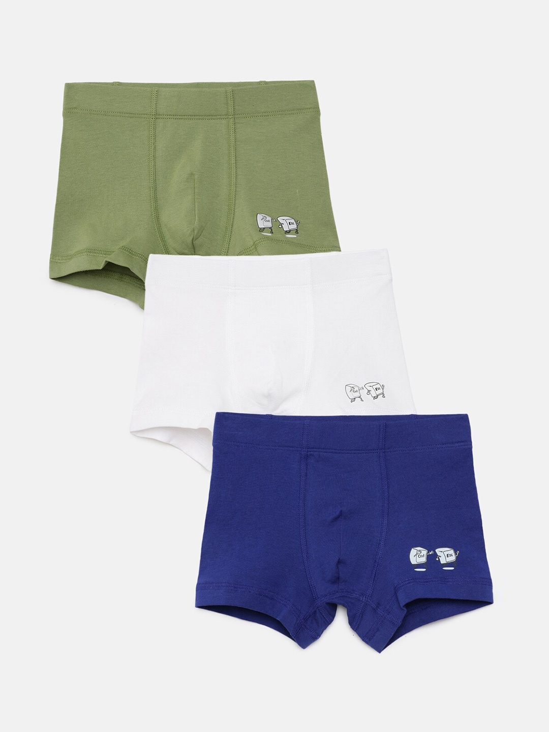 

mackly Boys Pack Of 3 Printed Trunks, Olive