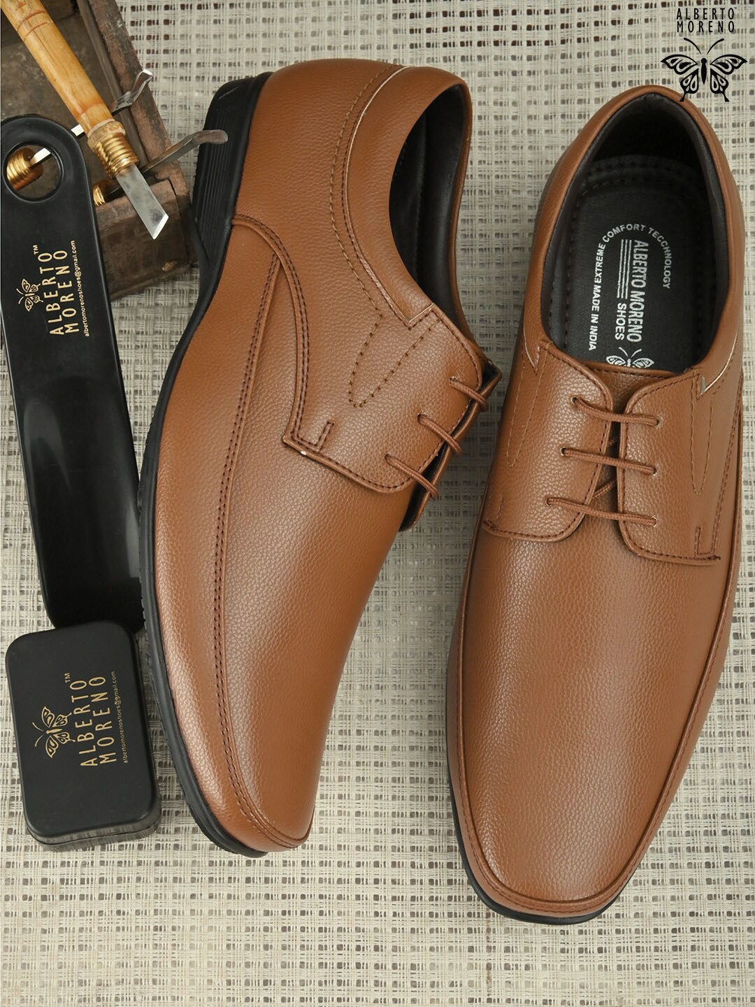 

ALBERTO MORENO Men Formal Derbys, Tan