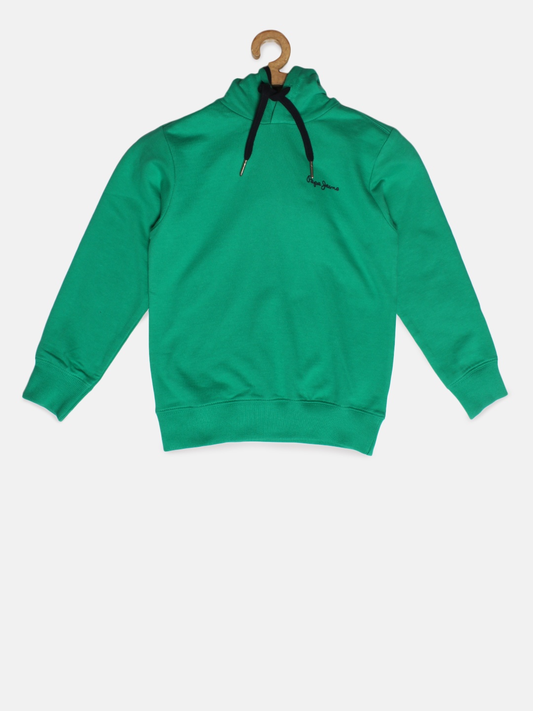 

Pepe Jeans Boys Green Solid Hooded Sweatshirt