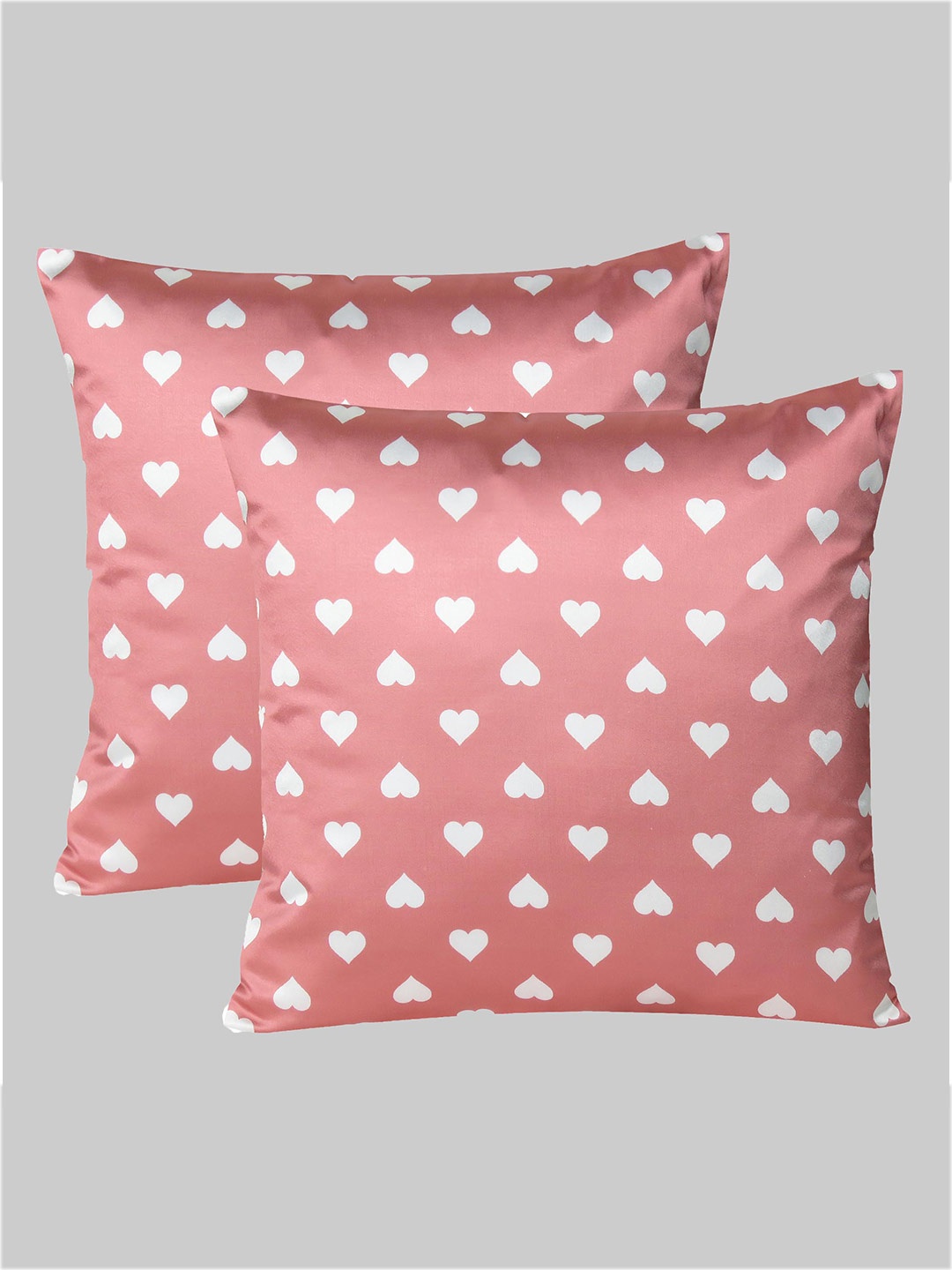 

OUSSUM Red & White Set of 2 Geometric Satin Square Cushion Covers