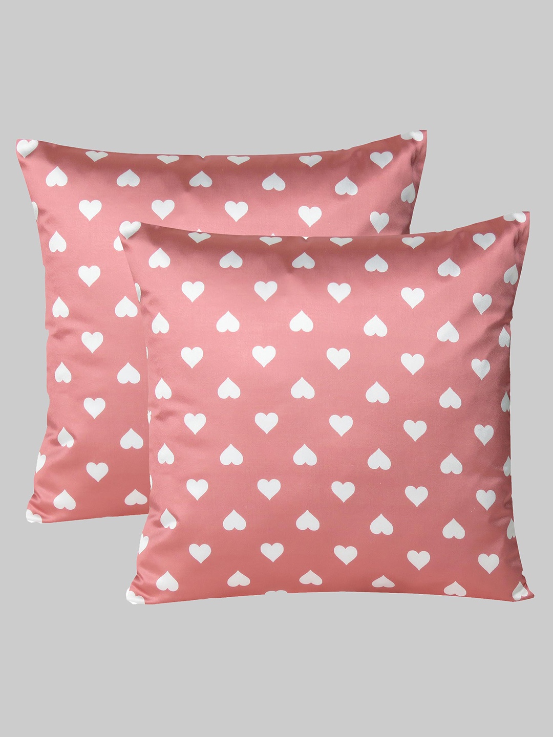 

OUSSUM Red & White Set of 2 Geometric Satin Square Cushion Covers