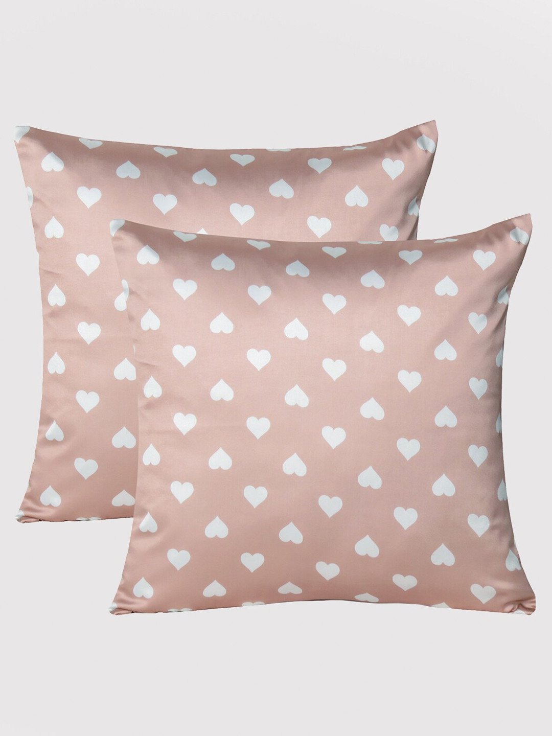 

OUSSUM Brown & White Set of 2 Geometric Satin Square Cushion Covers