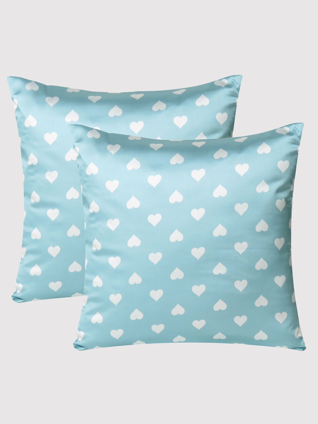 

OUSSUM Blue & White Set of 2 Quirky Satin Square Cushion Covers