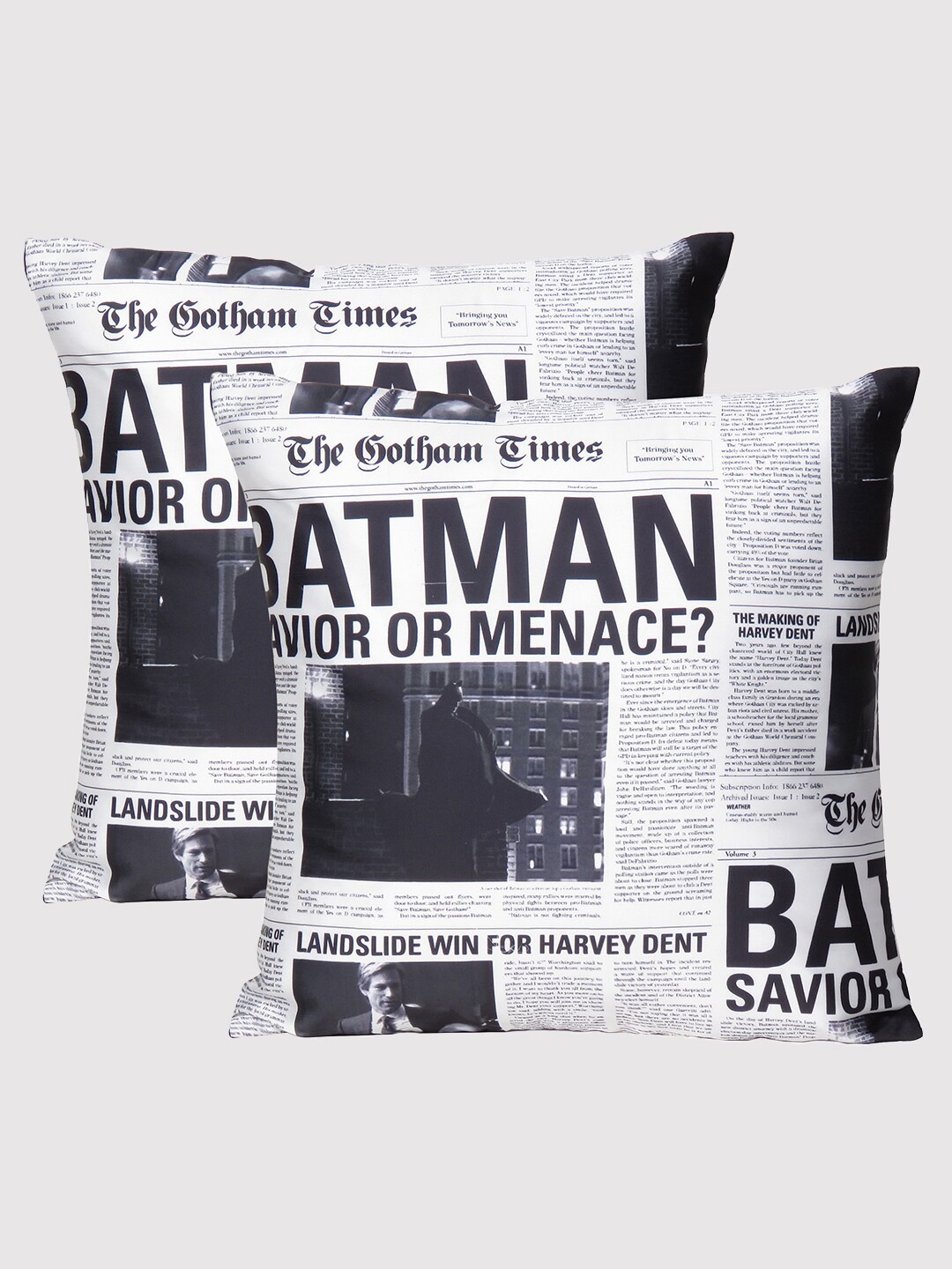 

OUSSUM White & Black Set of 2 Quirky Satin Square Cushion Covers