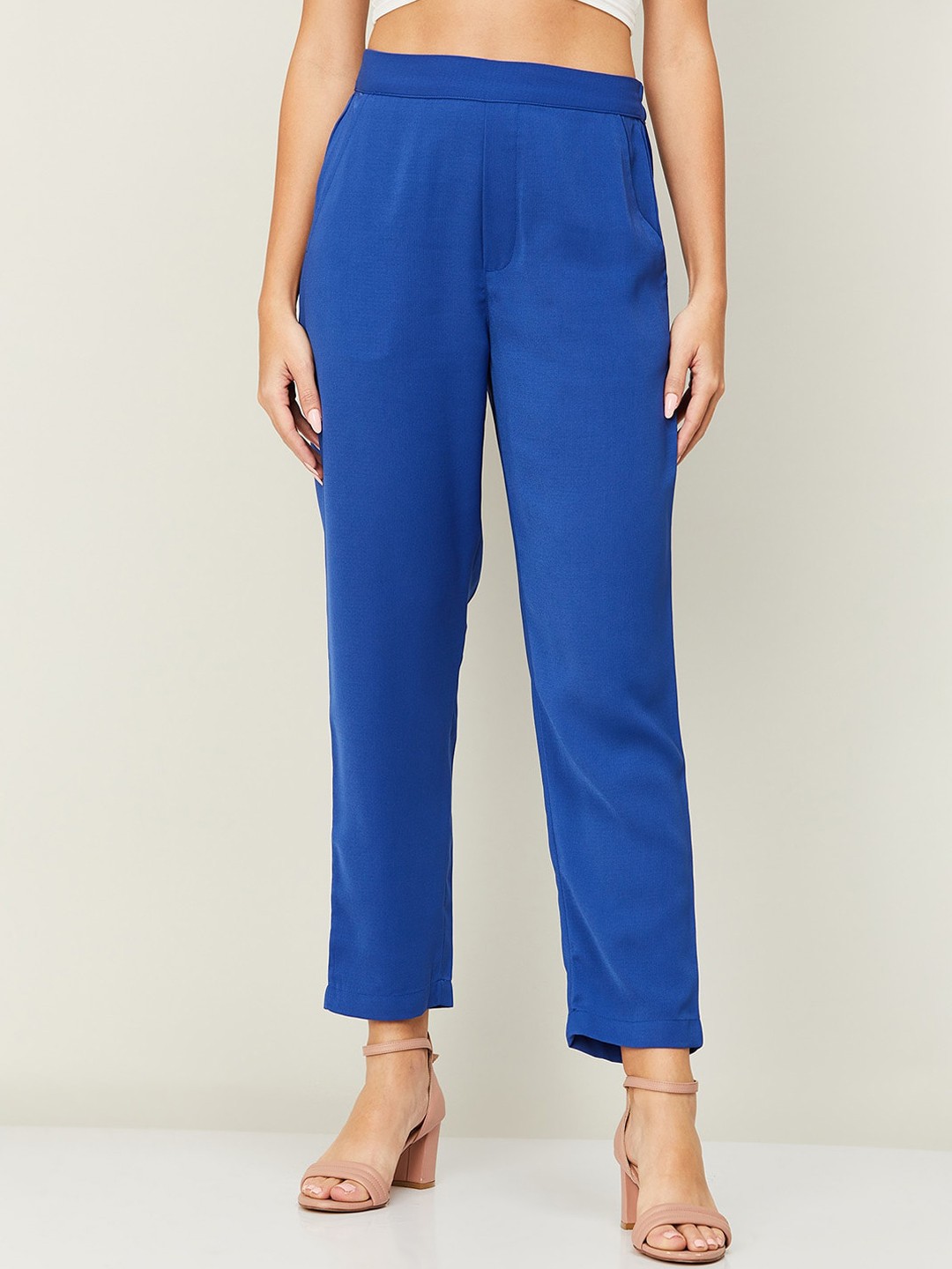 

CODE by Lifestyle Women Blue Tapered Fit Trousers