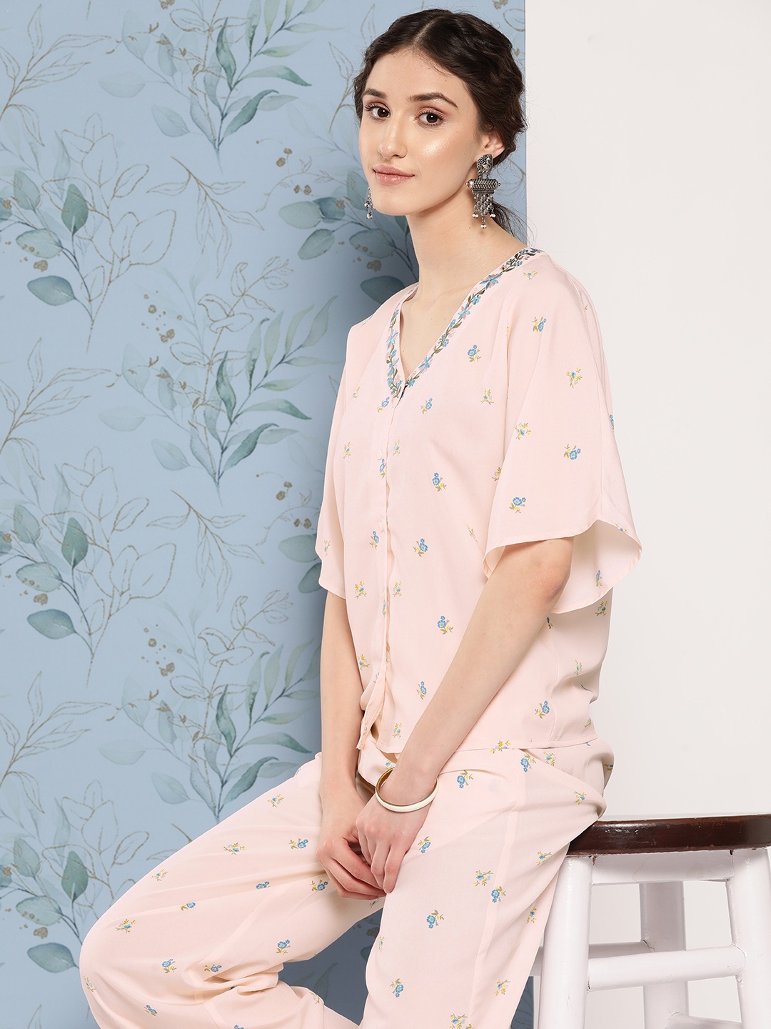 

Sangria Floral Printed Co-Ords, Pink