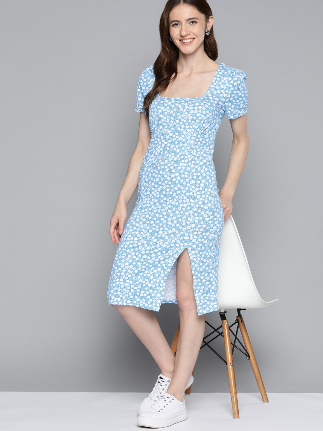 

Mast & Harbour Square Neck Floral Print Sheath Dress, Blue