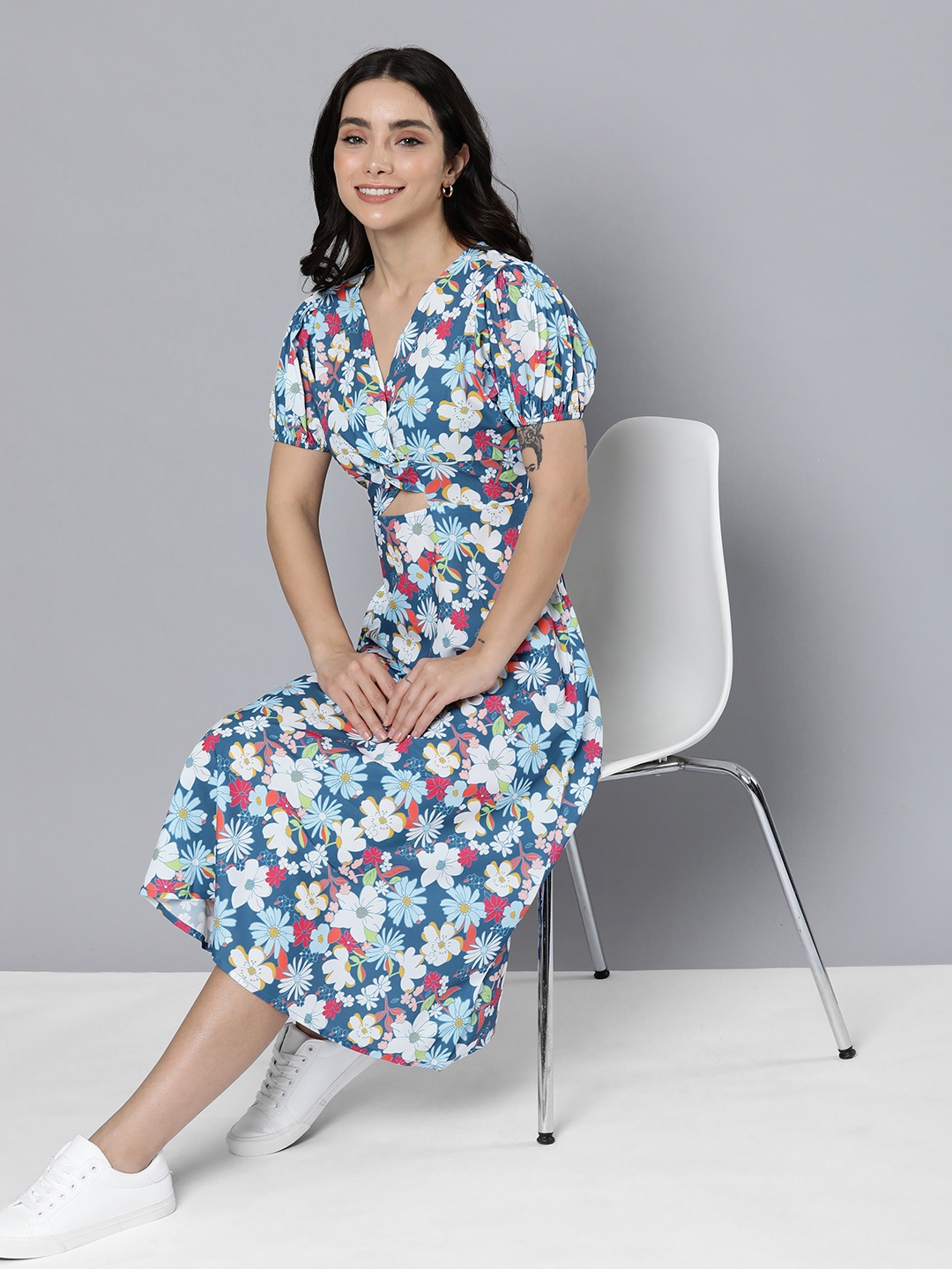 

Mast & Harbour Multicoloured Floral A-Line Midi Dress, Multi