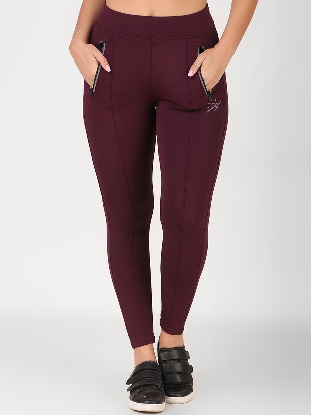

Keepfit Women Slim fit Ankle Length Bio Washed Anti Pilling Quick Dry Tights, Maroon