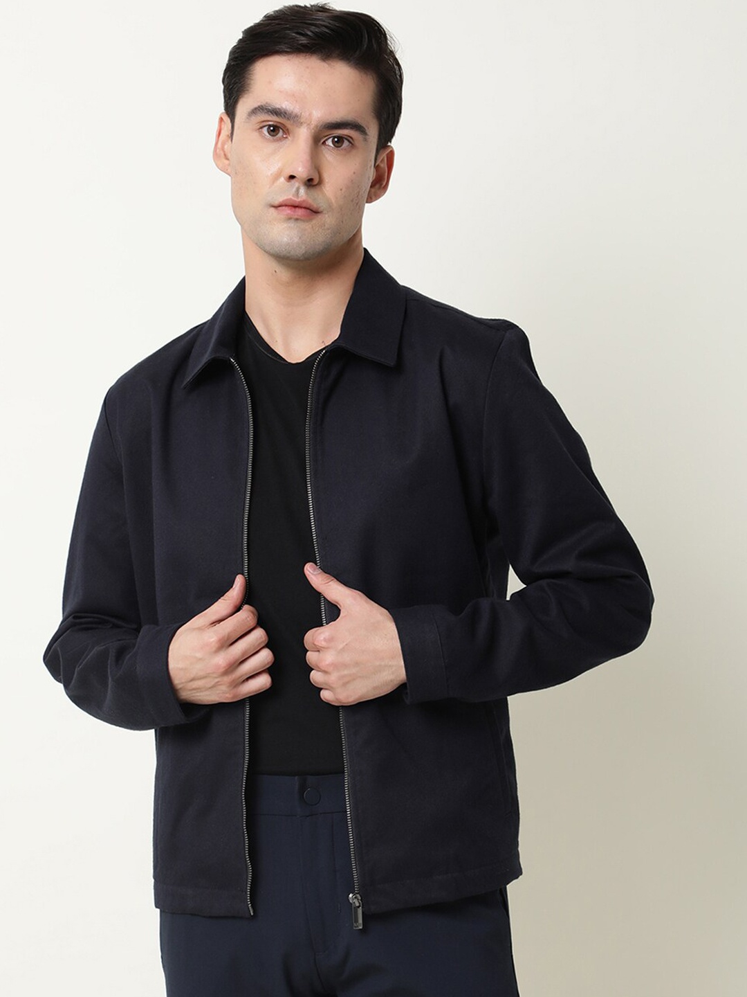 

RARE RABBIT Men Milken Slim Fit Jacket, Navy blue
