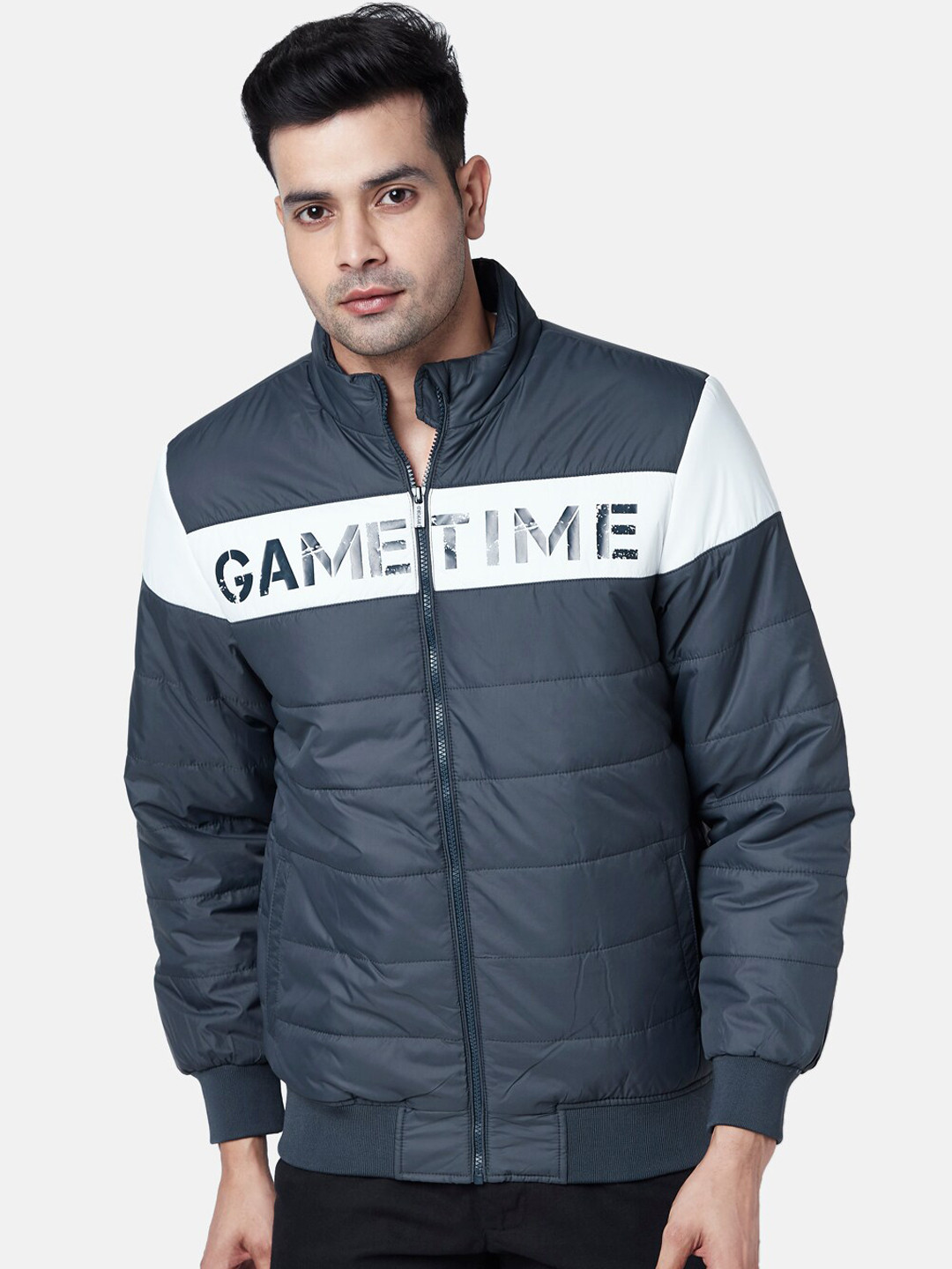 

BYFORD by Pantaloons Men Typography Outdoor Padded Jacket, Navy blue