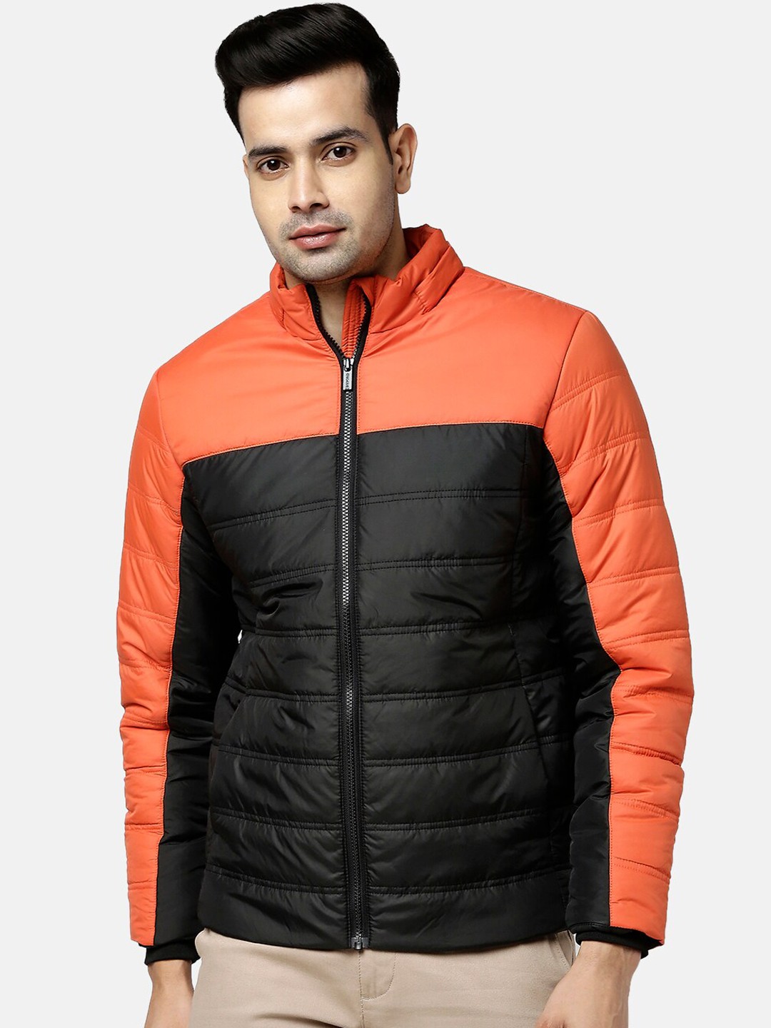 

BYFORD by Pantaloons Men Colourblocked Outdoor Puffer Jacket, Orange