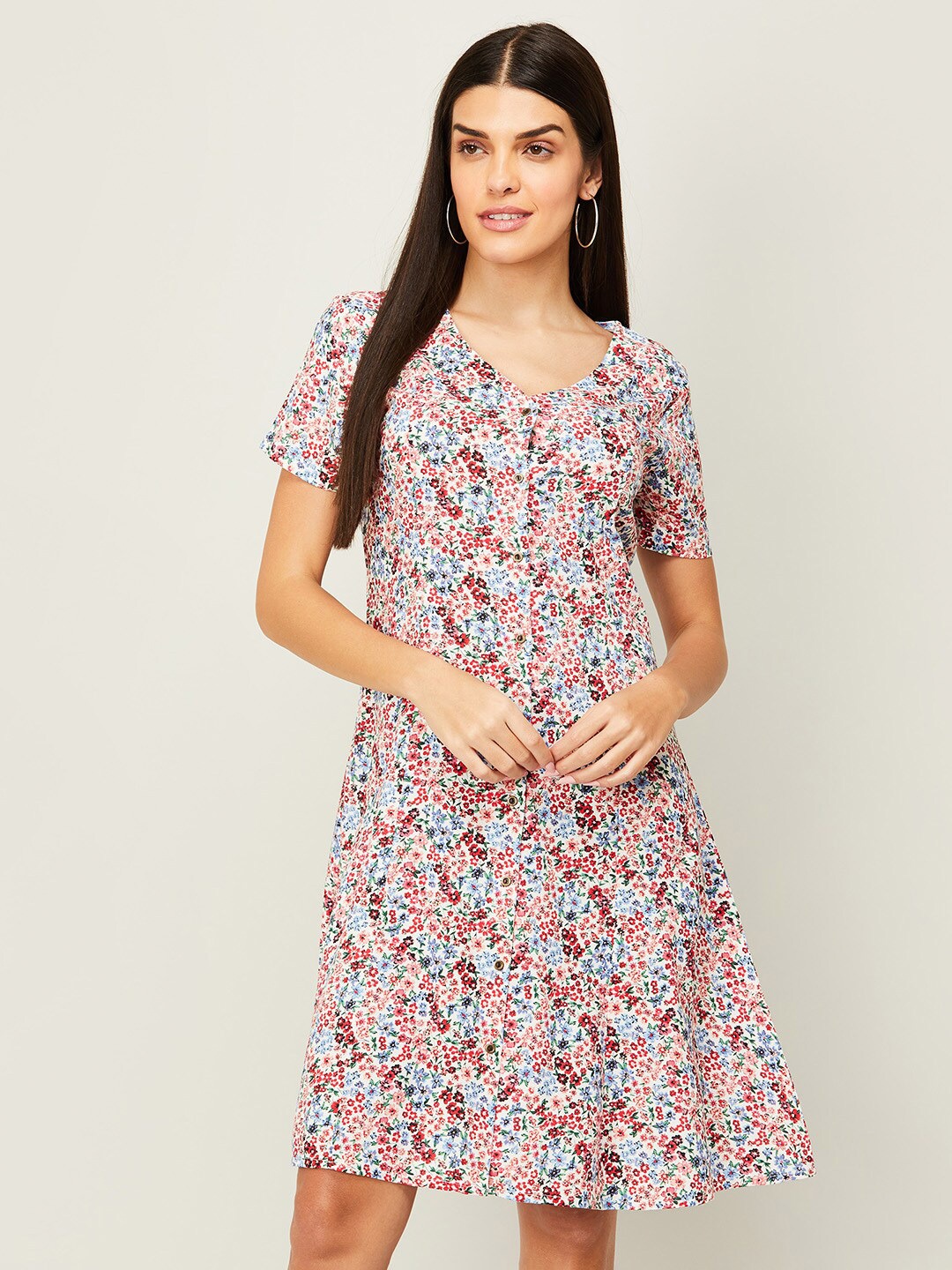 

Fame Forever by Lifestyle White Floral A-Line Dress