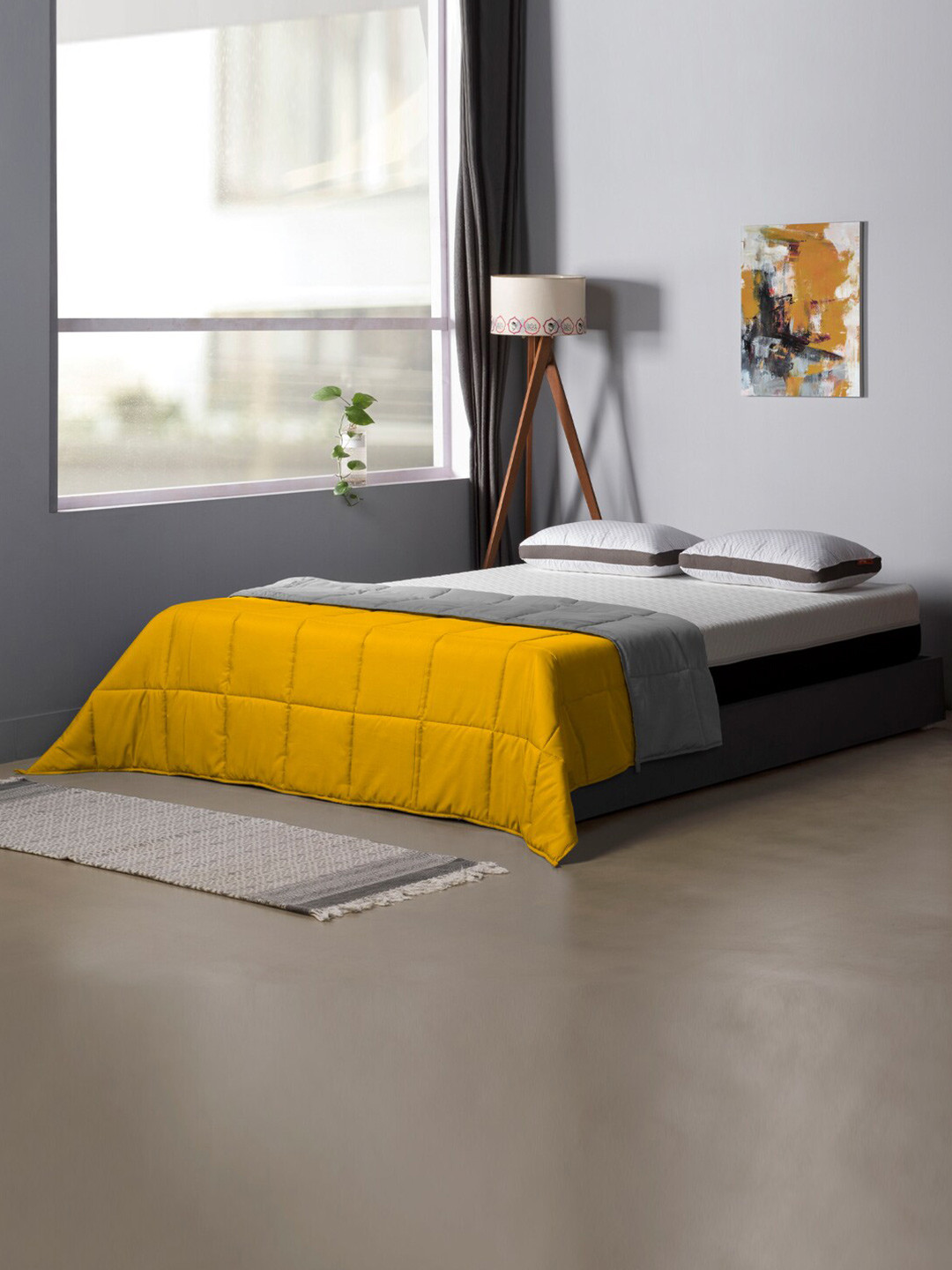 

Sleepyhead Yellow & Grey Reversible Microfiber Heavy Winter 210 GSM Single Bed Comforter