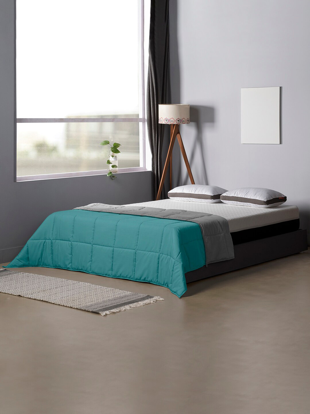 

Sleepyhead Turquoise Blue & Grey Reversible Microfiber Heavy Winter 210 GSM Double Bed Comforter