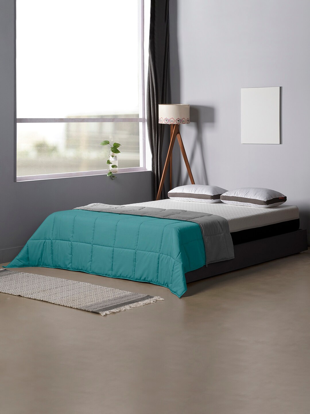 

Sleepyhead Turquoise Blue & Grey Reversible Microfiber Heavy Winter 210 GSM Single Bed Comforter