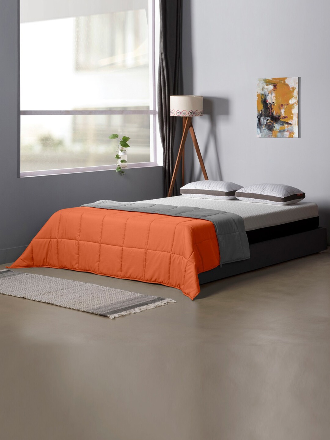

Sleepyhead Orange & Grey Microfiber Reversible Heavy Winter 210 GSM Single Bed Comforter