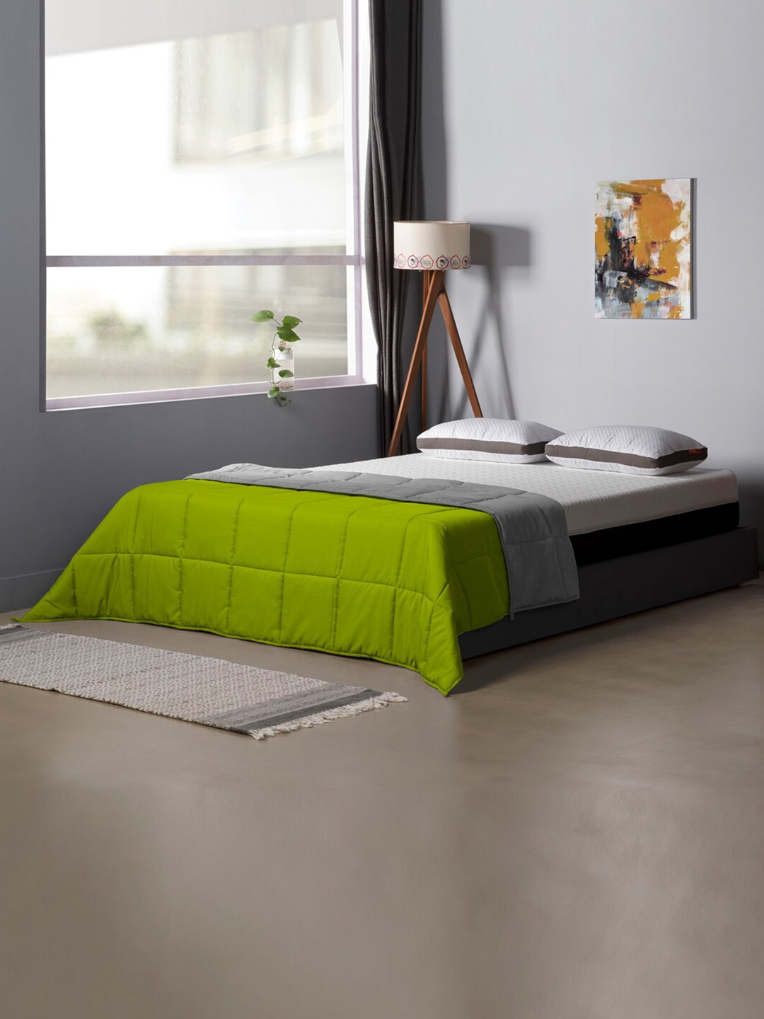 

Sleepyhead Green & Grey Reversible Microfiber Heavy Winter 210 GSM Double Bed Comforter