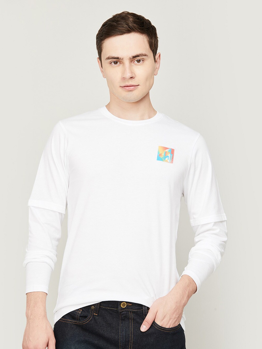 

Bossini Men White Applique T-shirt