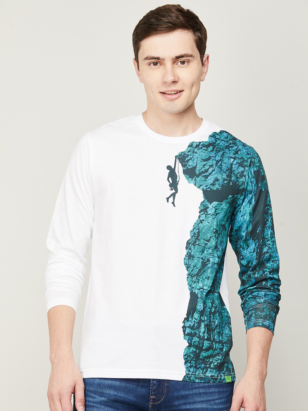 

Bossini Men White Typography Printed Applique T-shirt