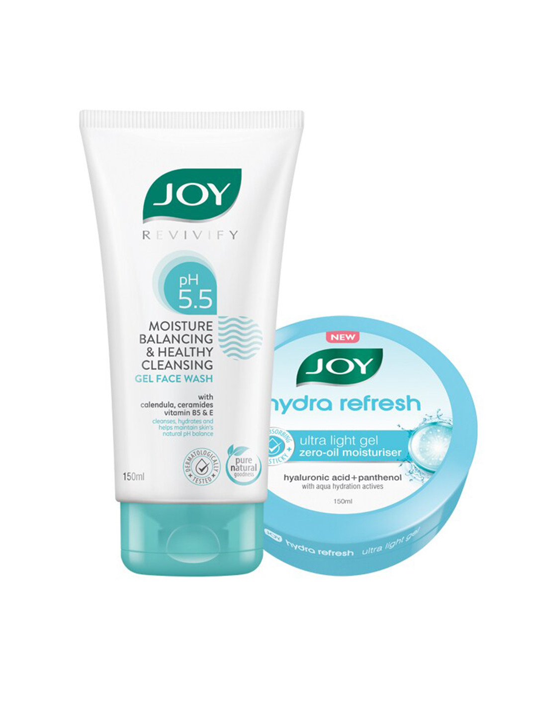 

JOY pH 5.5 Face Wash & Ultra Light Face Moisturizer Gel Combo - 150ml each, White