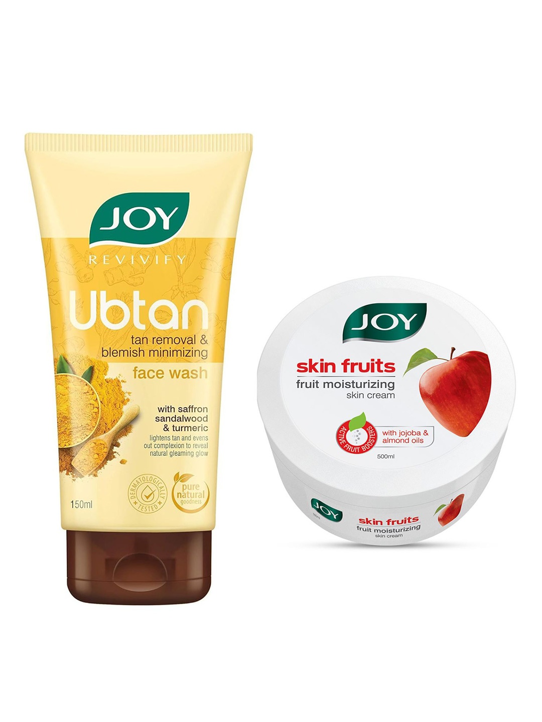 

JOY Revivify Ubtan Face Wash 150ml & Skin Fruits Fruit Moisturizing Skin Cream 500ml, White