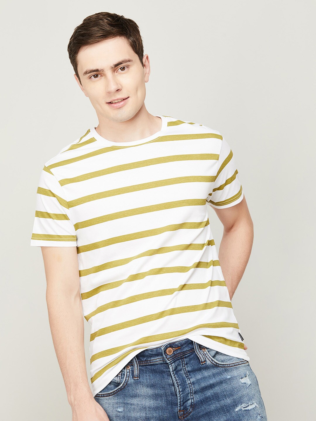 

Fame Forever by Lifestyle Men Brown Striped T-shirt