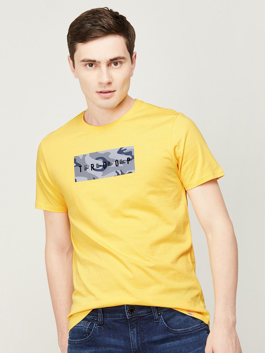

Forca Men Yellow Typography Printed T-shirt