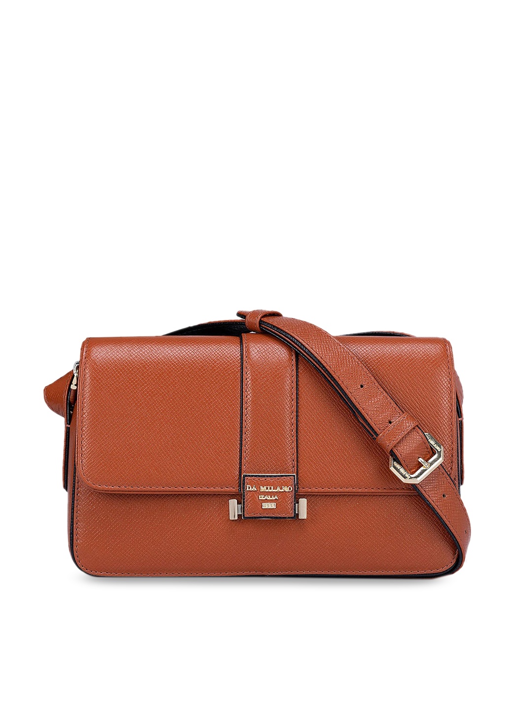 

Da Milano Orange Leather Bucket Sling Bag