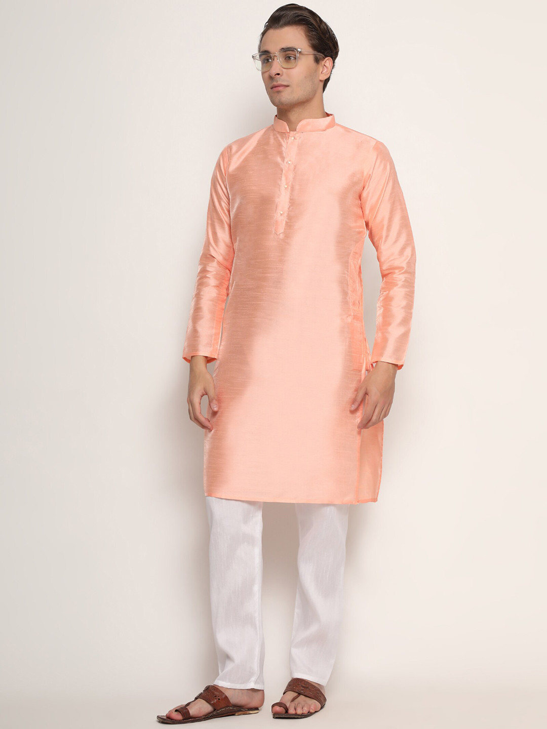 

GoStyle Men Kurta with Pyjamas, Peach