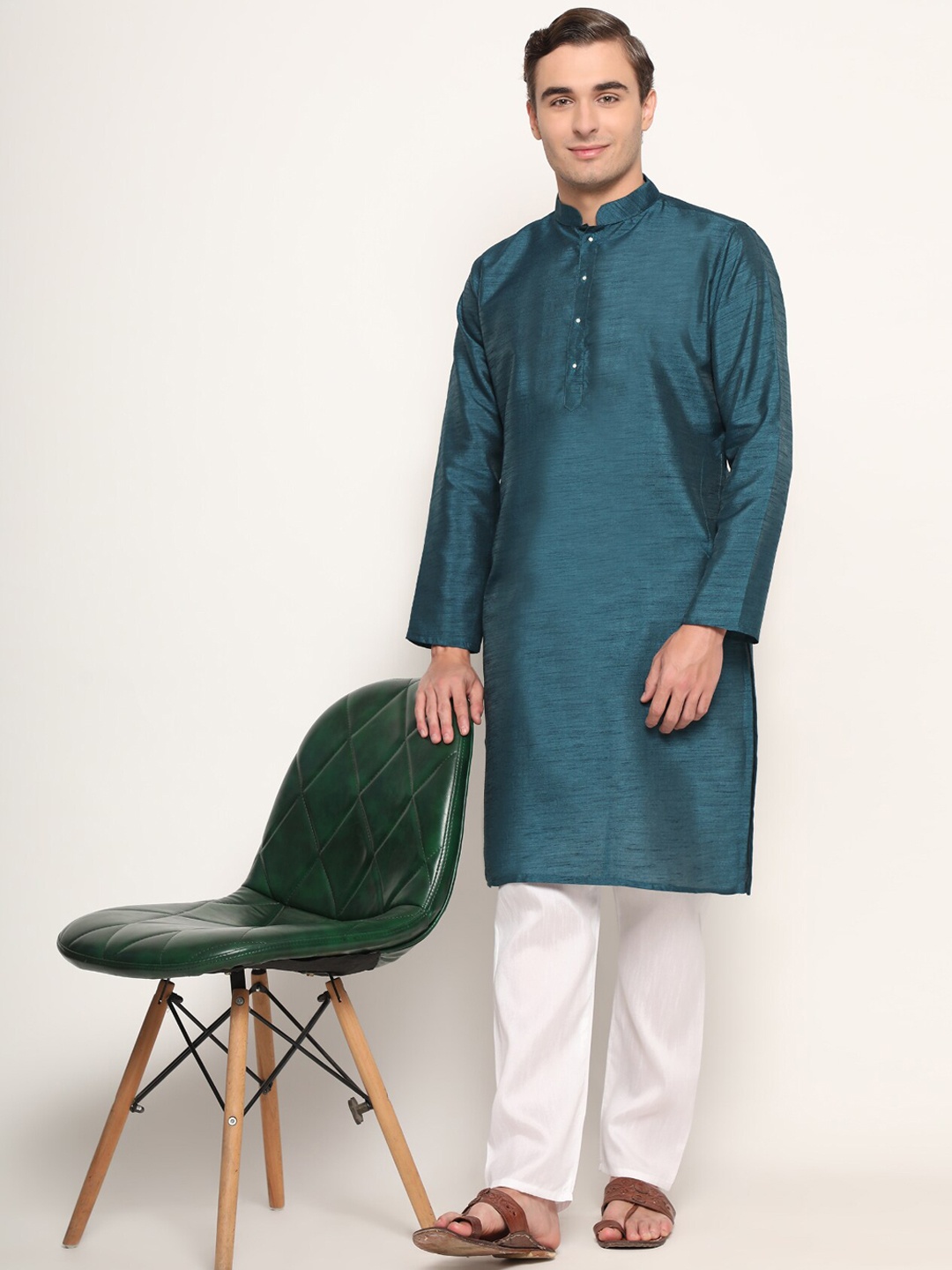 

GoStyle Men Kurta with Pyjamas, Teal