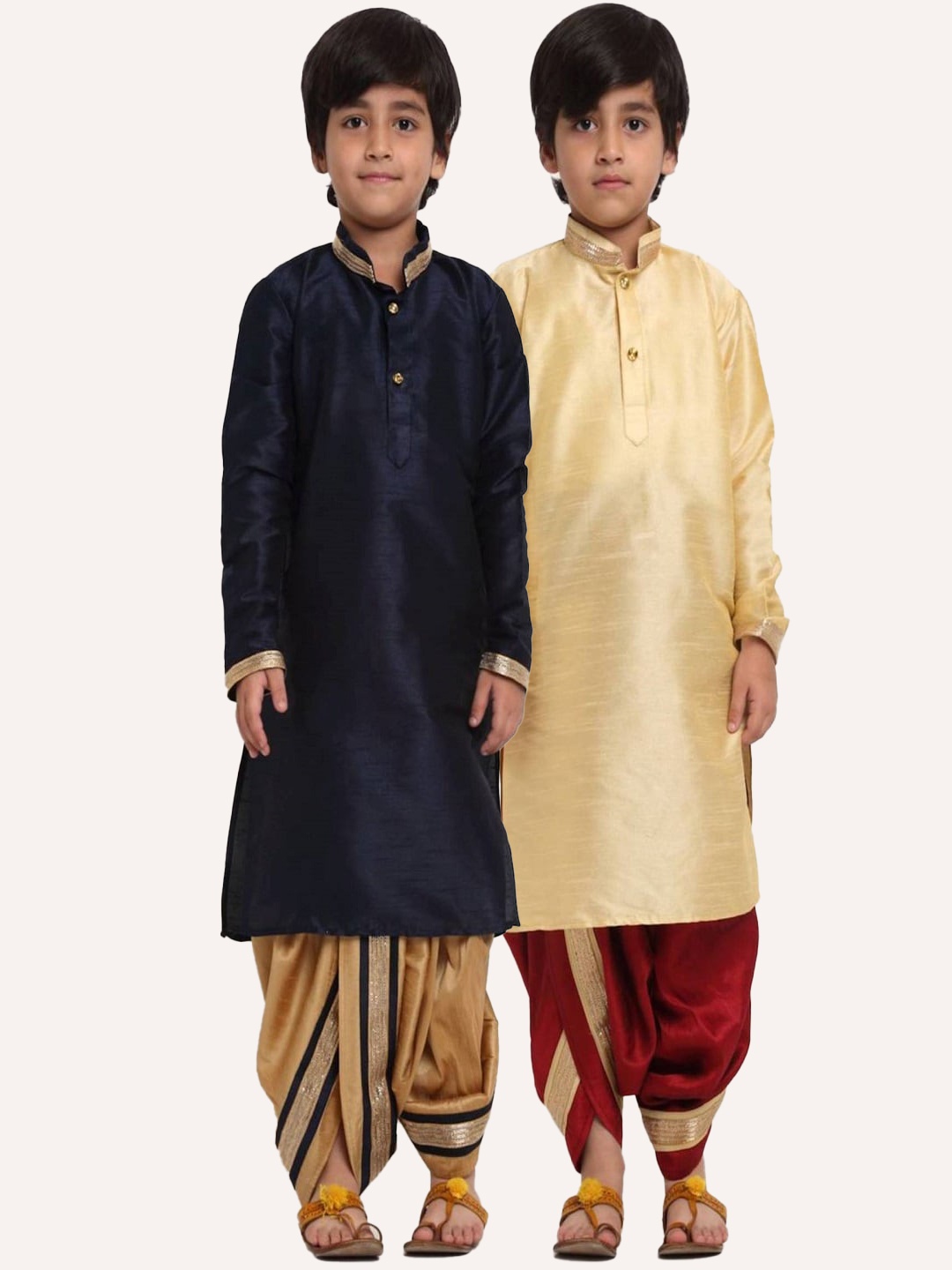 

Benstoke Pack Of 2 Boys Kurta with Dhoti Pants, Gold