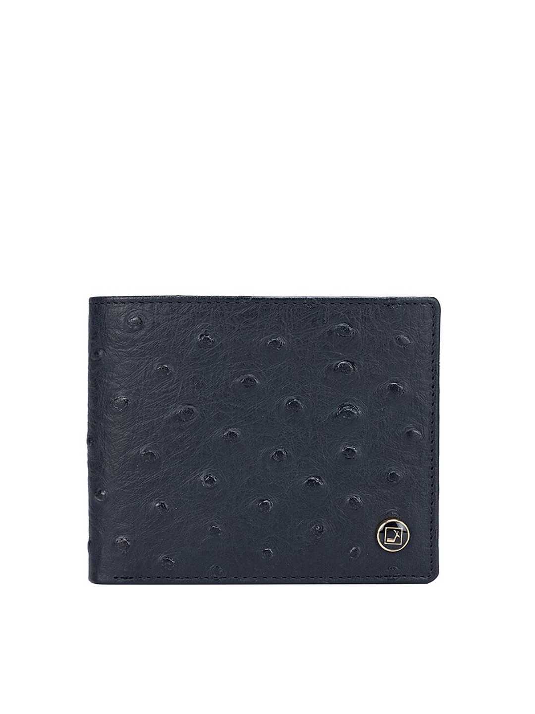

Da Milano Men Black & Green Textured Leather Two Fold Wallet