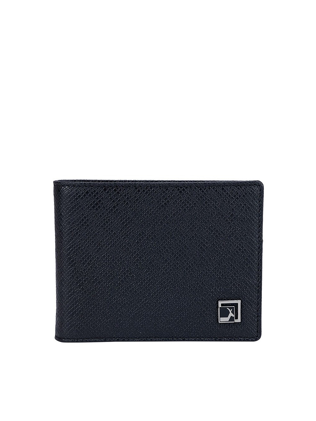 

Da Milano Men Blue & Grey Colourblocked Leather Two Fold Wallet