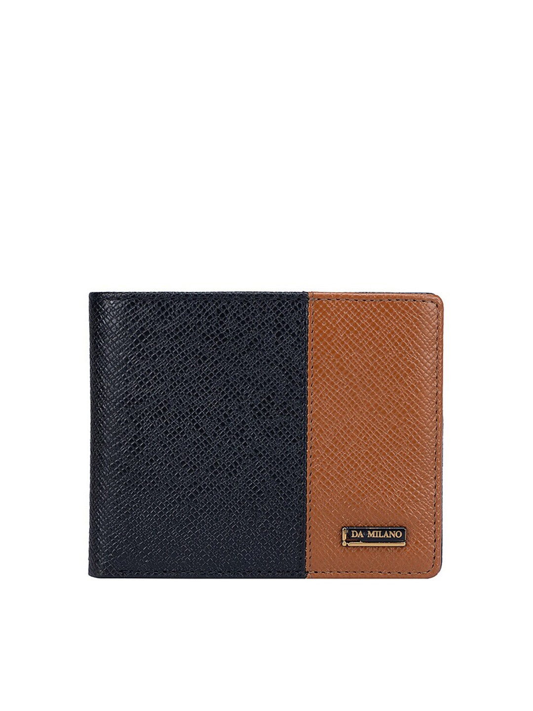 

Da Milano Men Black & Brown Textured Leather Two Fold Wallet