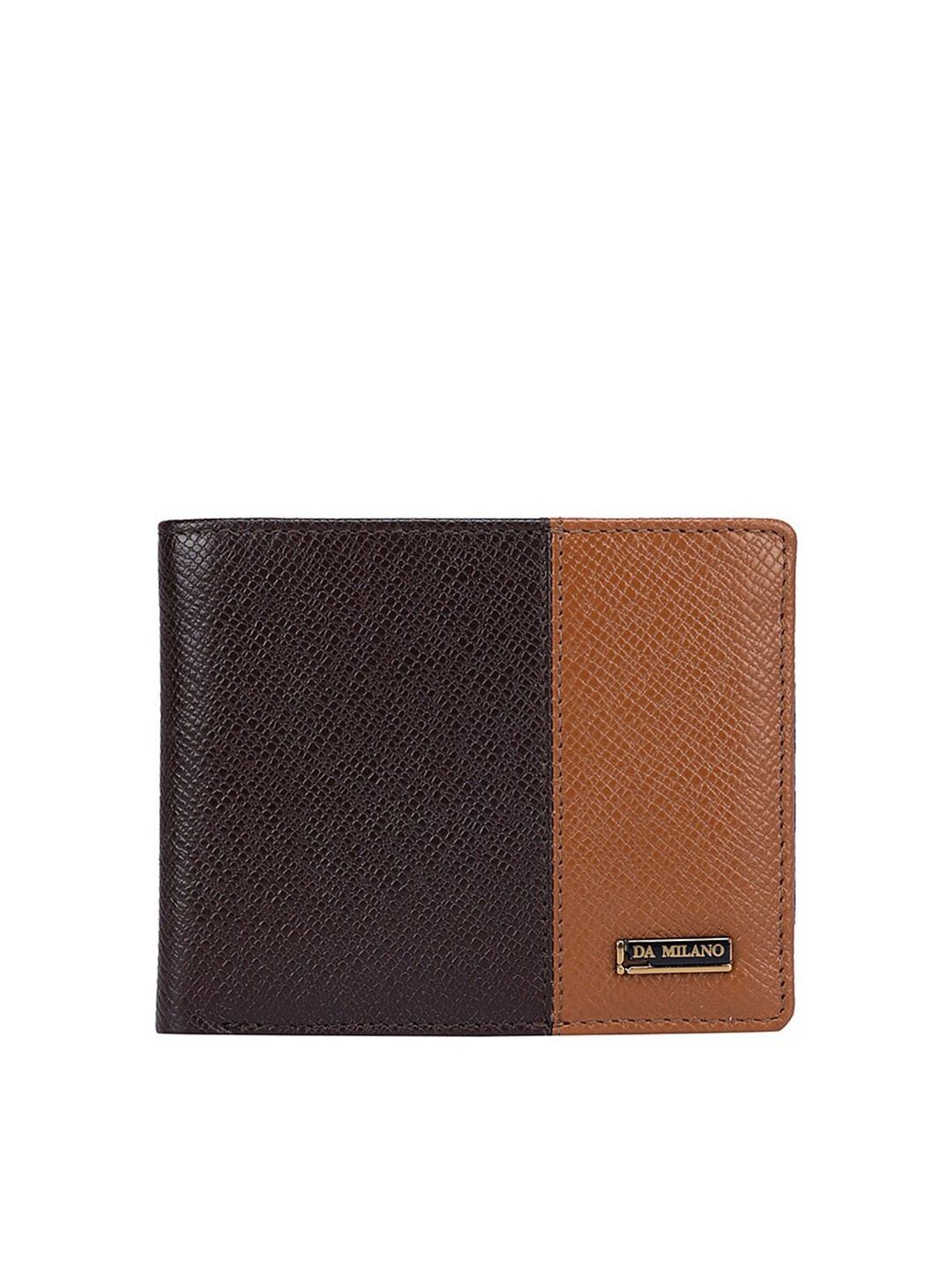 

Da Milano Men Brown Colourblocked Leather Two Fold Wallet