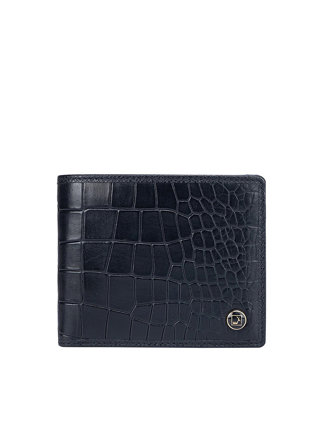 

Da Milano Men Black Textured Leather Two Fold Wallet