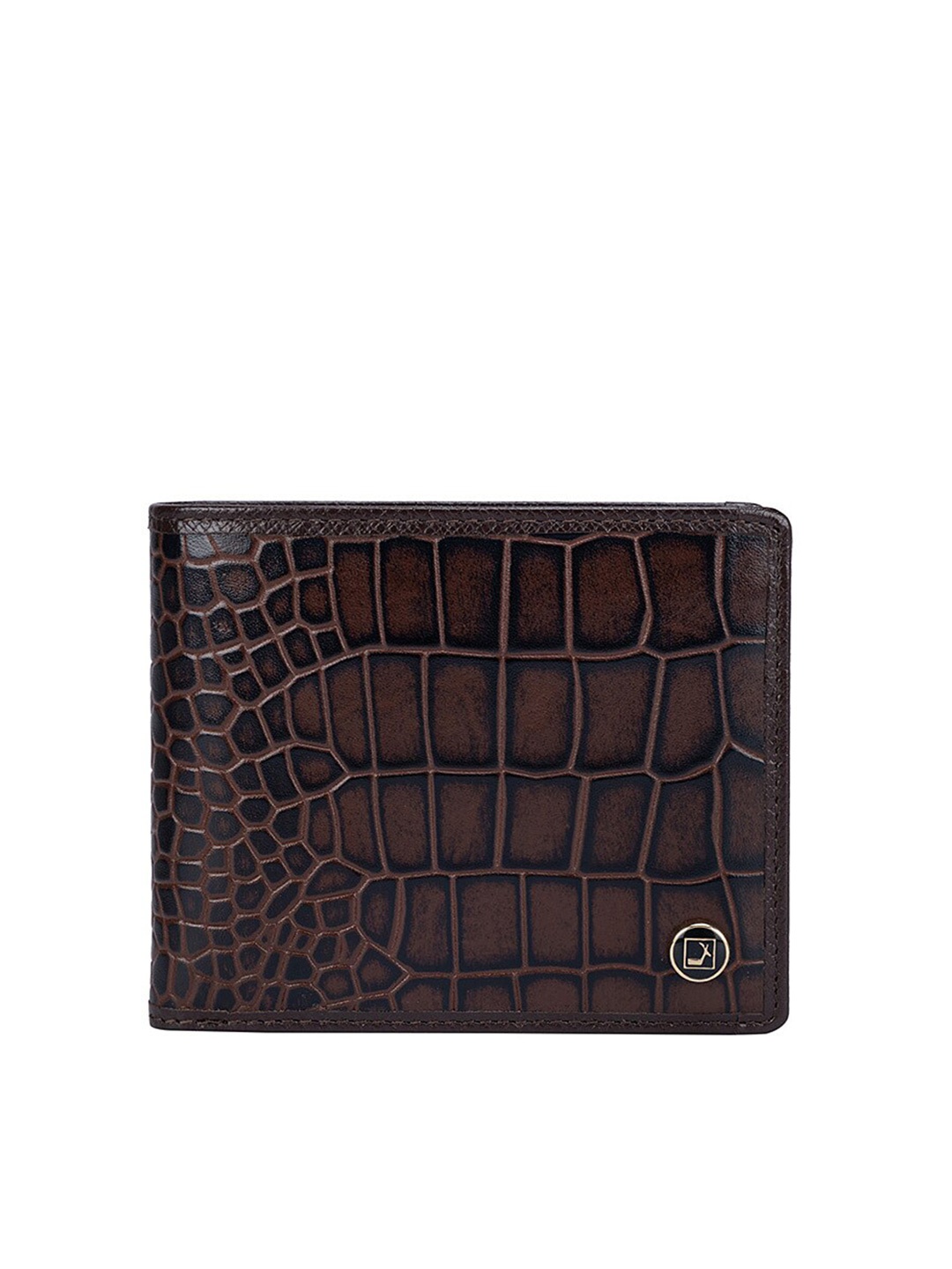 

Da Milano Men Brown & Black Textured Leather Two Fold Wallet