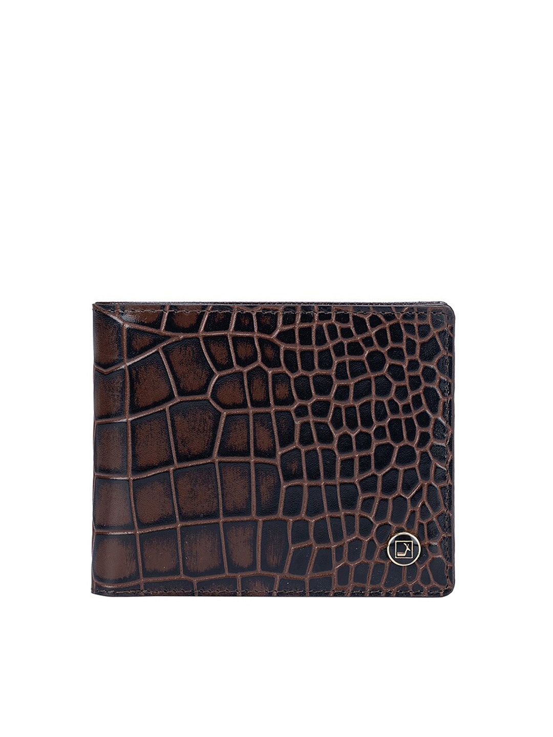 

Da Milano Men Brown Textured Leather Two Fold Wallet