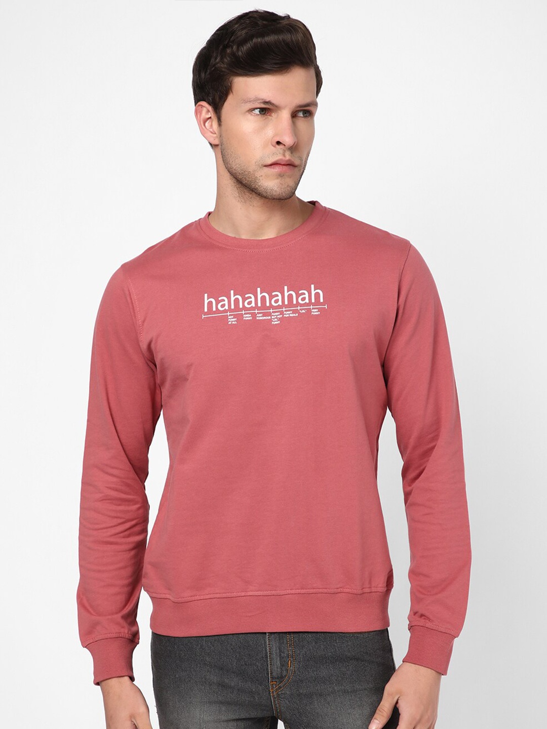 

R&B Men Pink Printed Sweatshirt