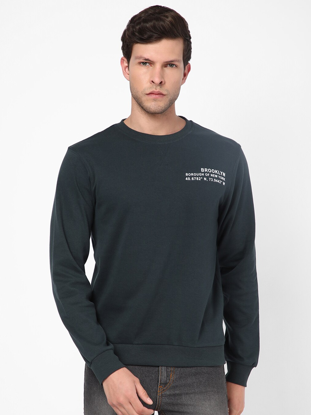

R&B Men Printed Sweatshirt, Blue