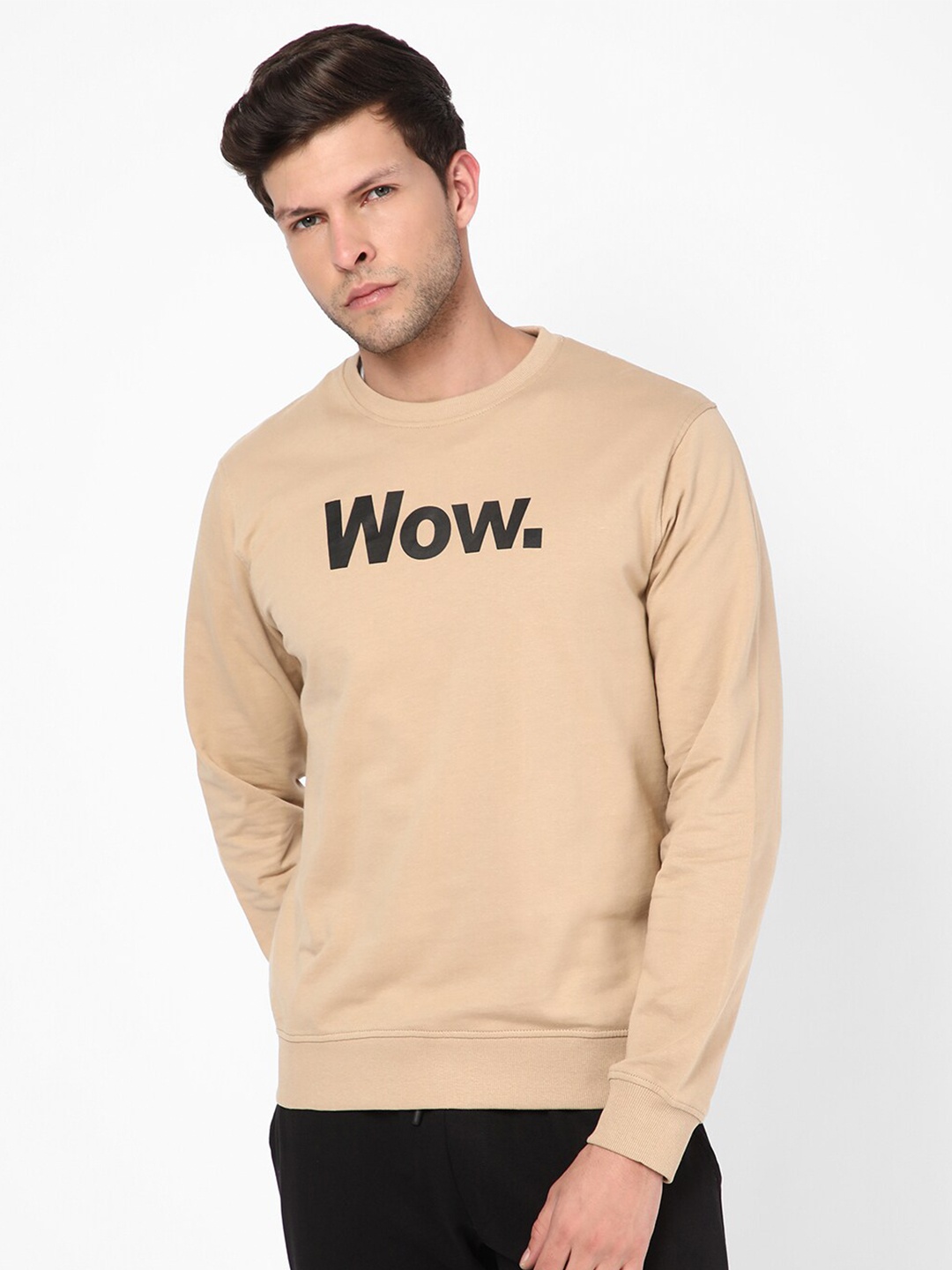 

R&B Men Printed Sweatshirt, Beige