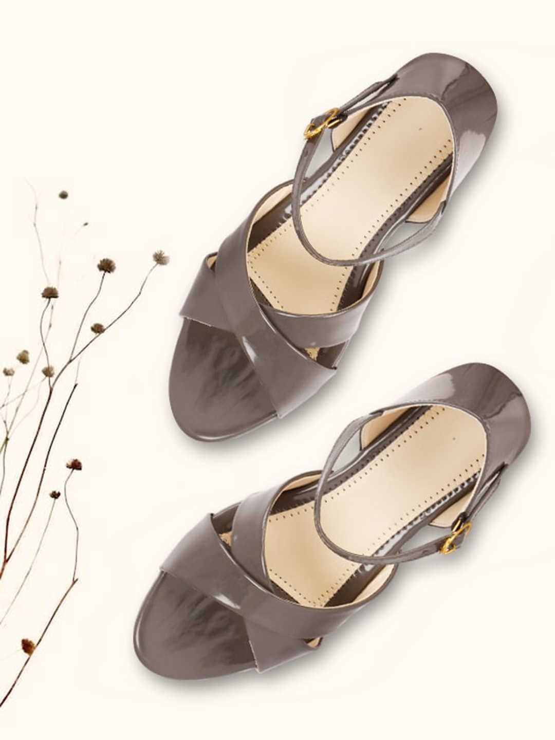 

sneakers villa Open Toe Closed Back Comfort Heels, Grey