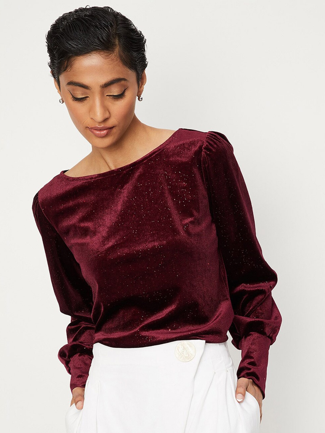 

max Maroon Styled Back Top