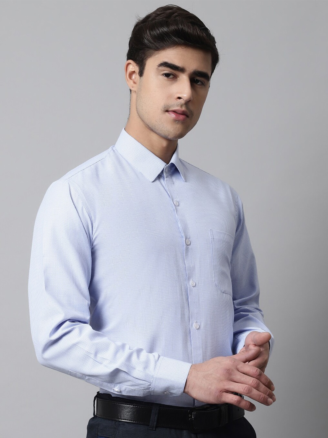 

JAINISH Men Classic Micro Checks Checked Formal Shirt, Blue