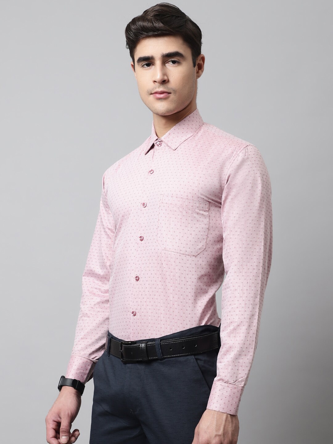 

JAINISH Men Classic Printed Pure Cotton Formal Shirt, Pink