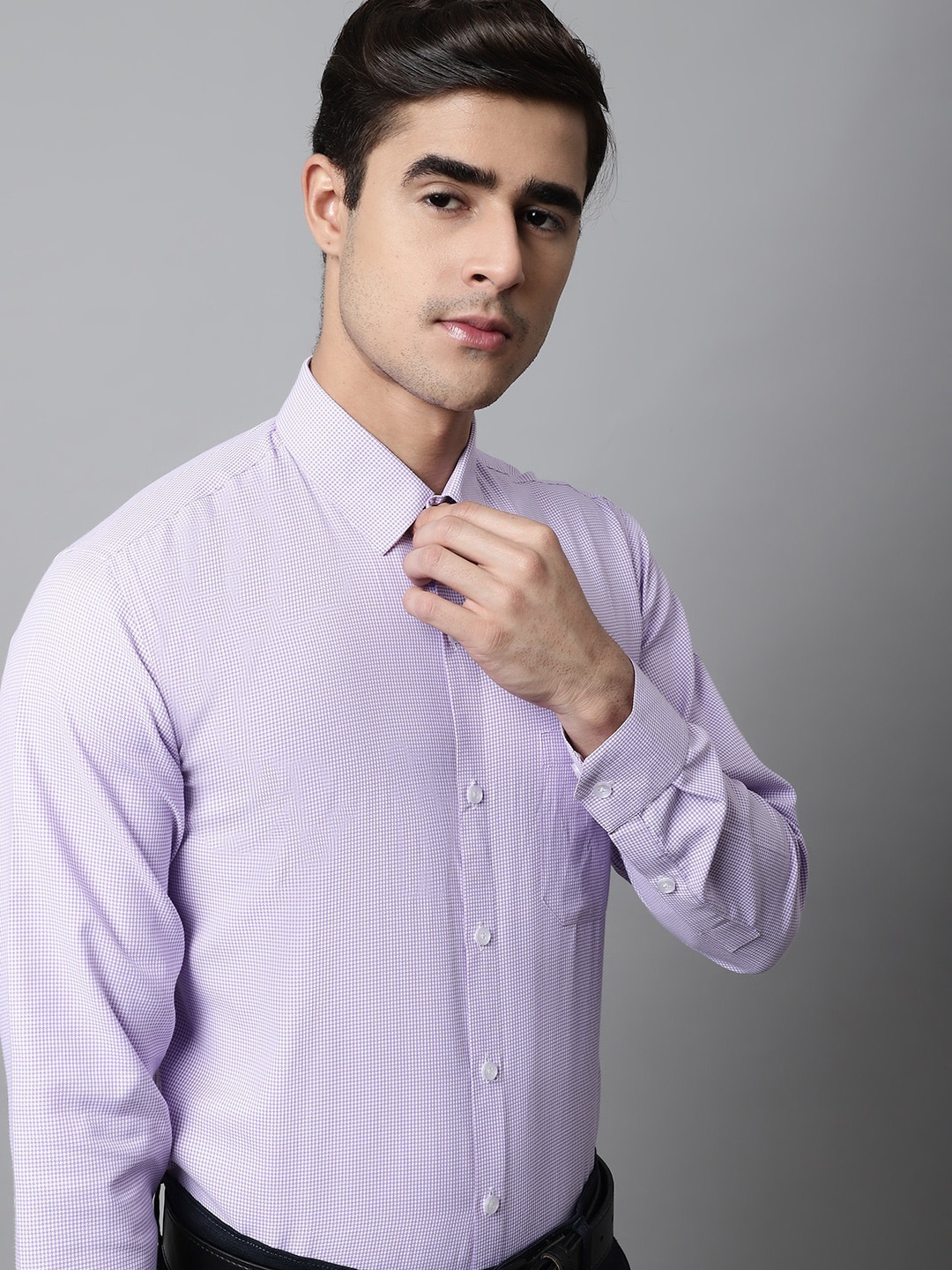 

JAINISH Men Micro Checked Cotton Formal Shirt, Purple