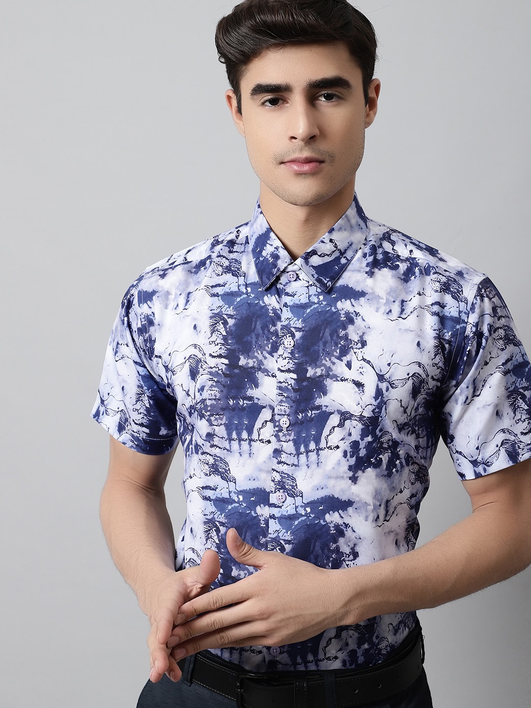 

JAINISH Men Printed Cotton Formal Shirt, Blue