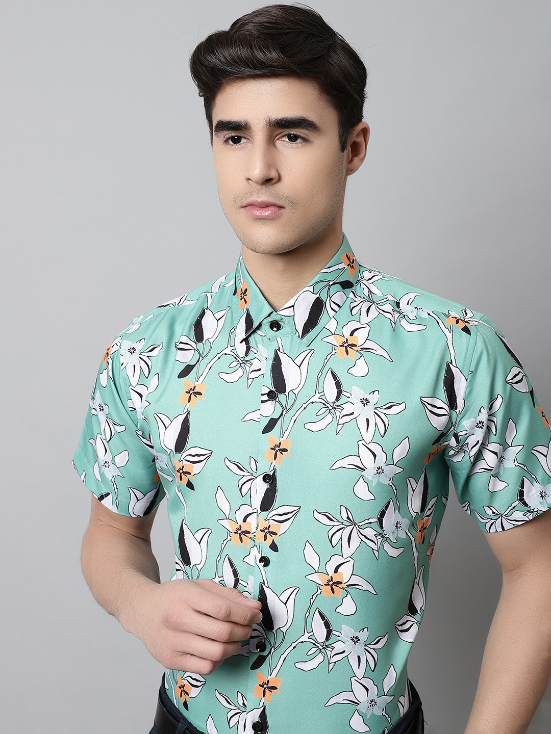 

JAINISH Men Floral Printed Cotton Casual Shirt, Green