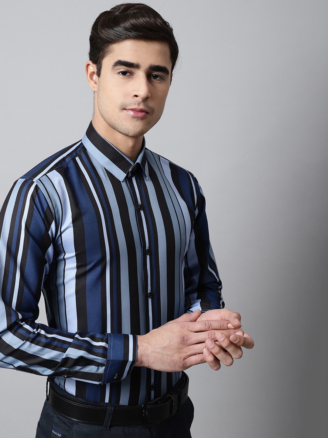 

JAINISH Men Classic Striped Cotton Formal Shirt, Grey